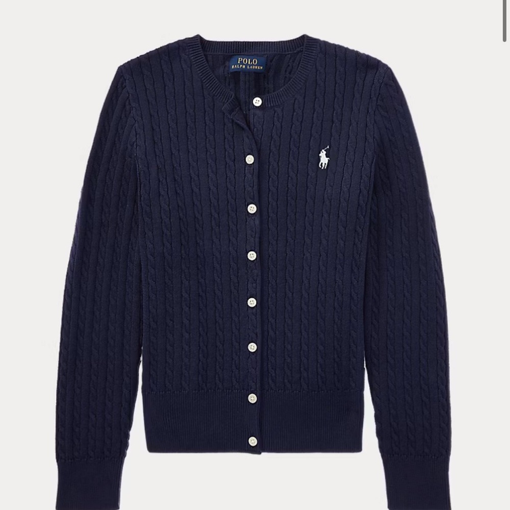 Polo Ralph Lauren Navy Cable Knit Cardigan - Picture 2 of 5